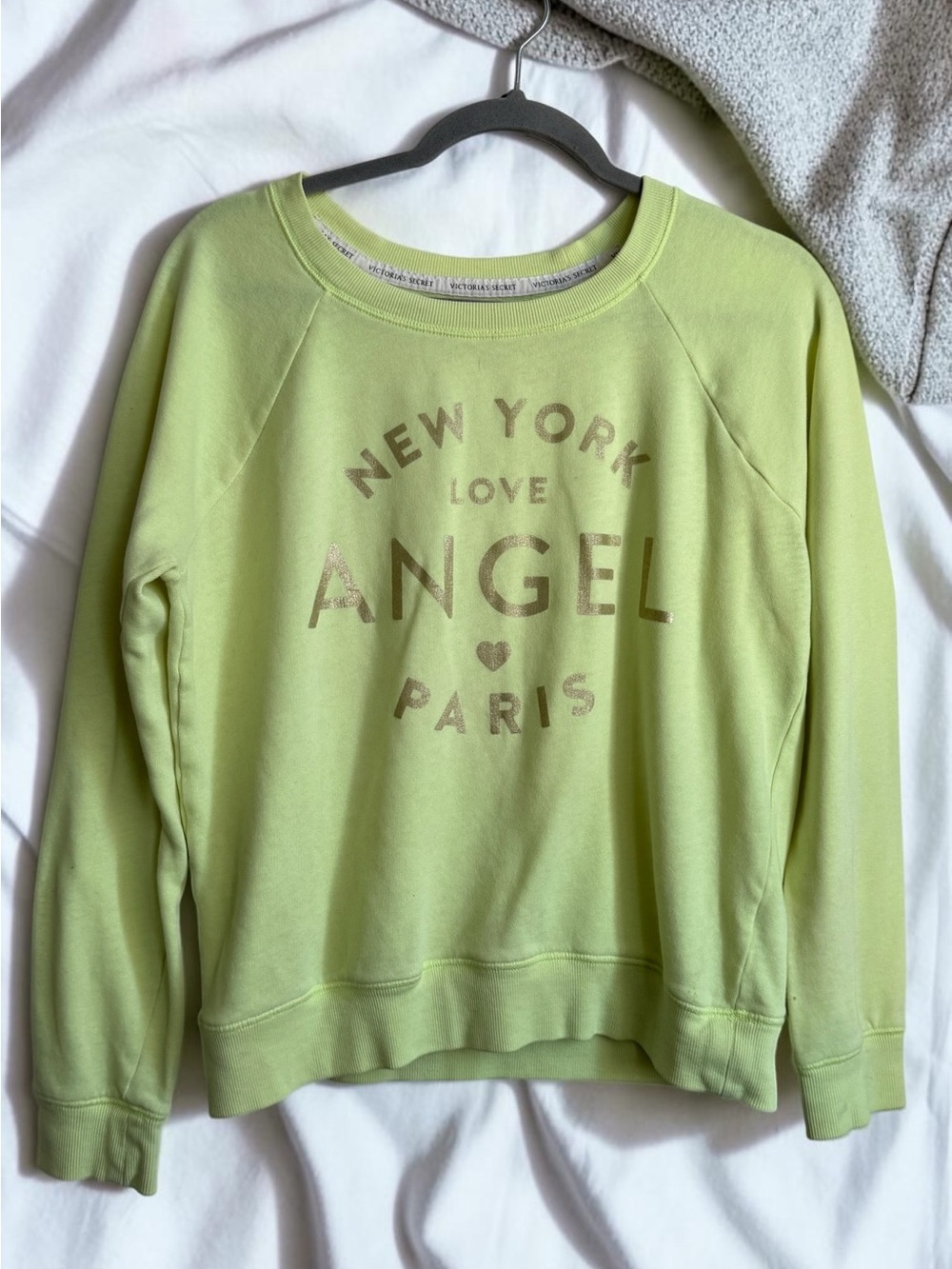 Victoria's Secret Lime Green 'Angel' Crewneck Sweatshirt